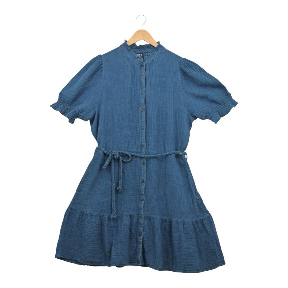 GAP NWT Denim Blue Dress with Tie Belt L (Tall) - Picture 5 of 9